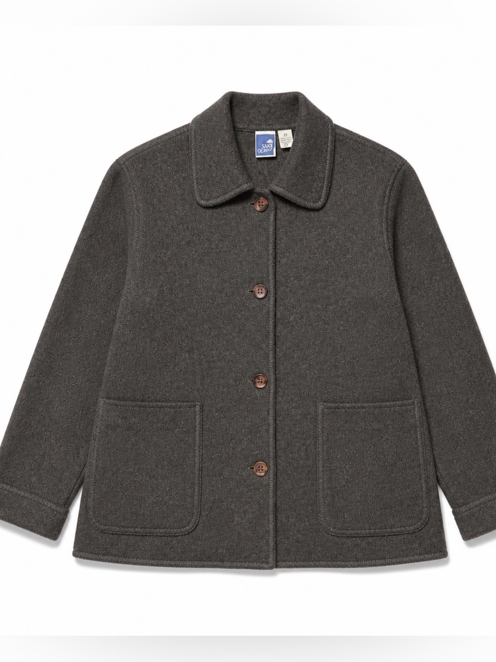 Vintage Sans Souci Button-Front Wool Blend olive Jacket XS